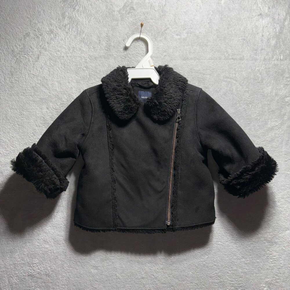 BabyGap Girls‎ Faux Suede Fur Lined Moto Jacket Black 12-18 Months